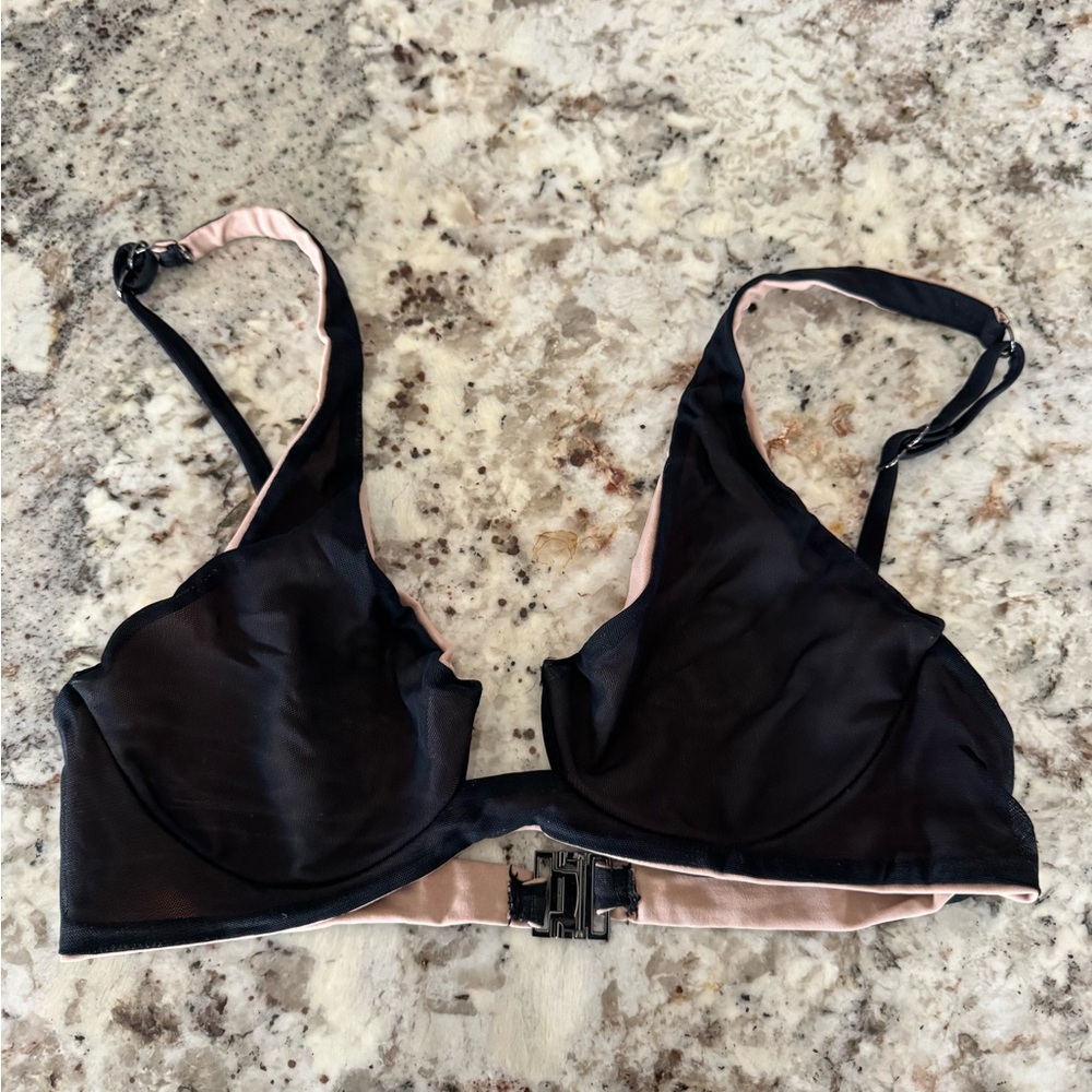 Chic Black and Pink Bikini Top